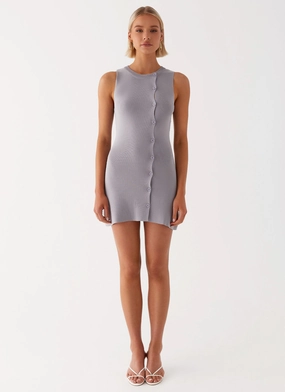 Not One Time Knit Mini Dress - Grey Not One Time Knit Mini Dress - Grey