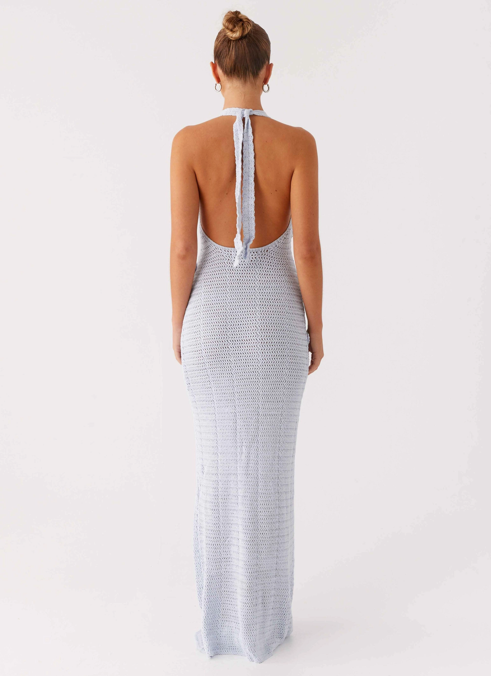 Novalee Flower Crochet Maxi Dress - Blue