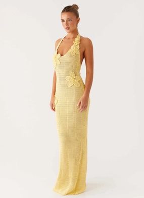 Novalee Flower Crochet Maxi Dress - Yellow Novalee Flower Crochet Maxi Dress - Yellow