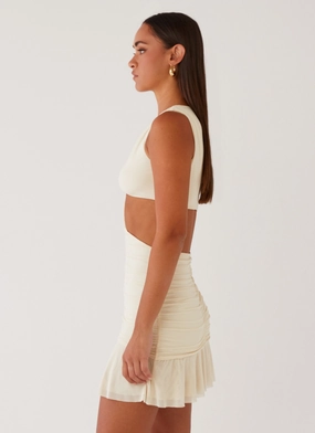 Novie Cut Out Mini Dress - Lemon Novie Cut Out Mini Dress - Lemon