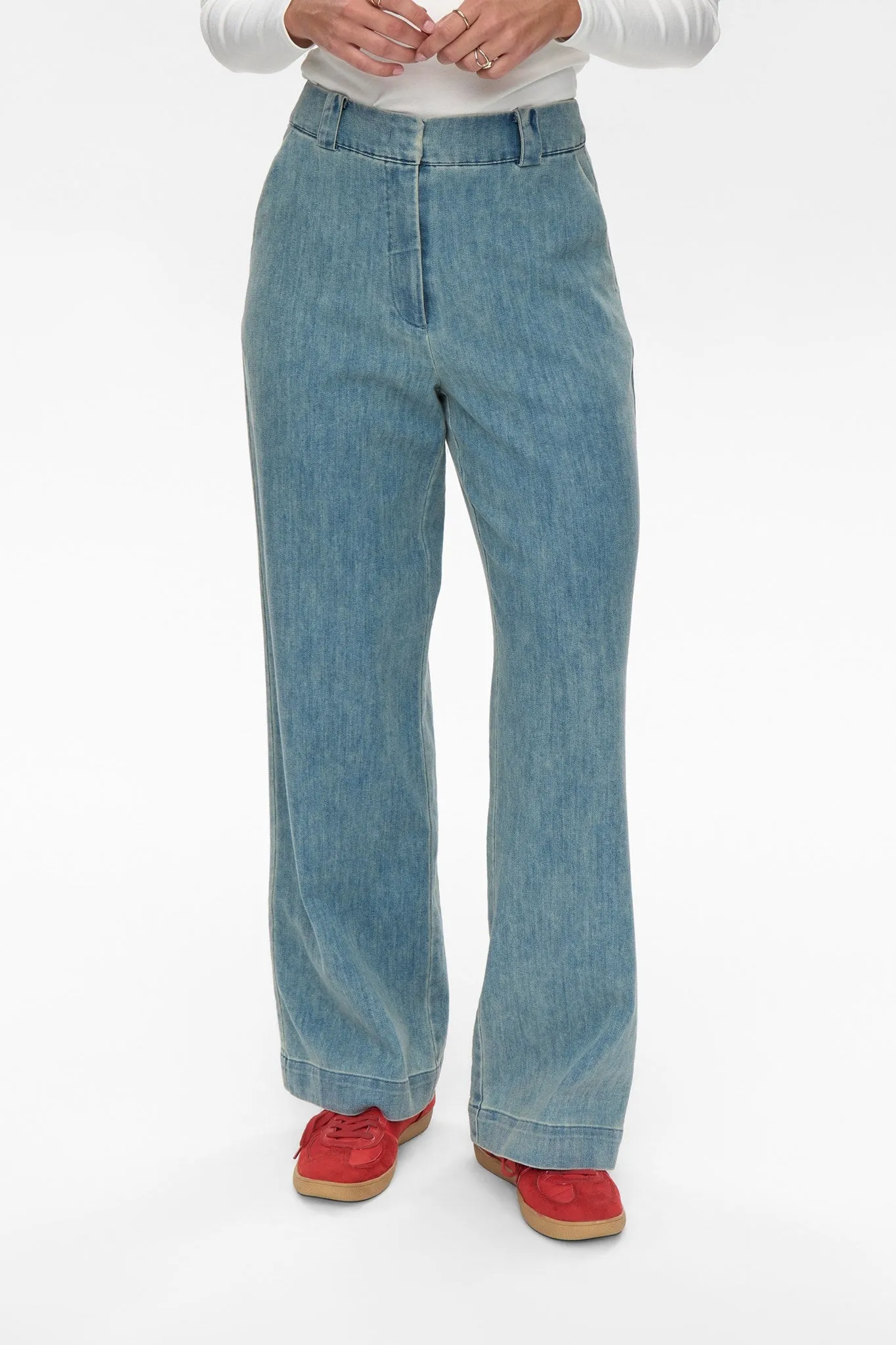 NUALETTA - PANTS  - Med. Blue Washed Denim