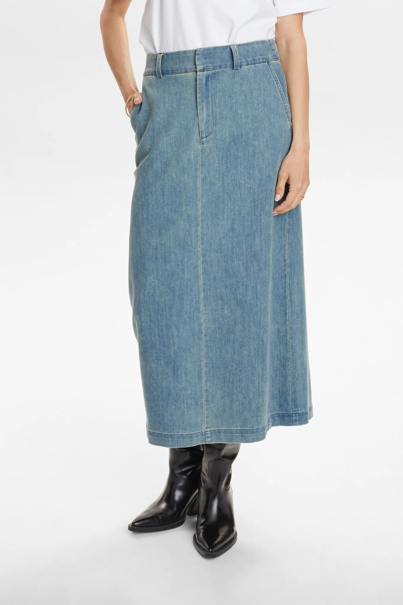 NUALETTA SKIRT - Med. Blue Washed Denim
