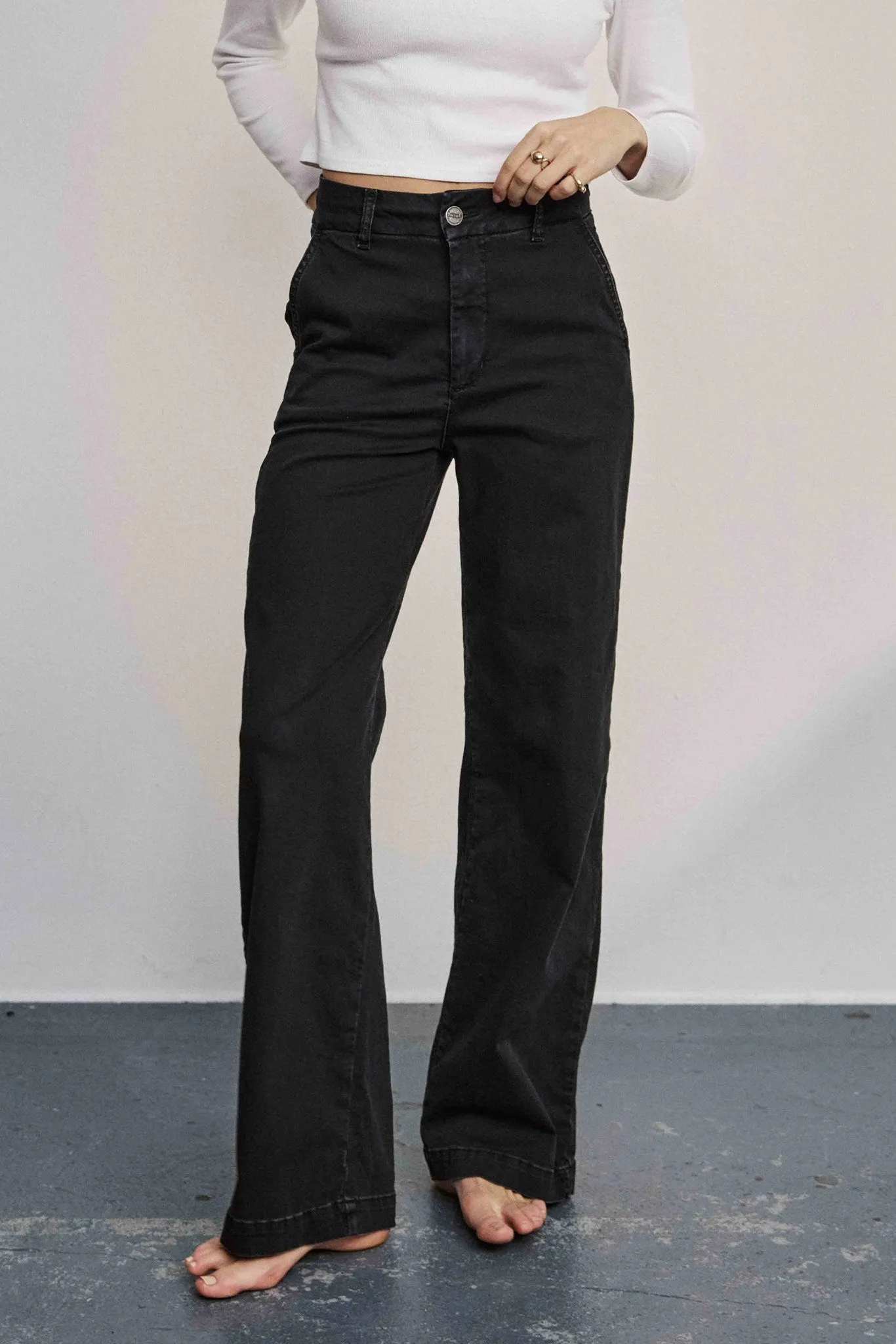 NUAMBER PANTS LONG BLACK - Caviar