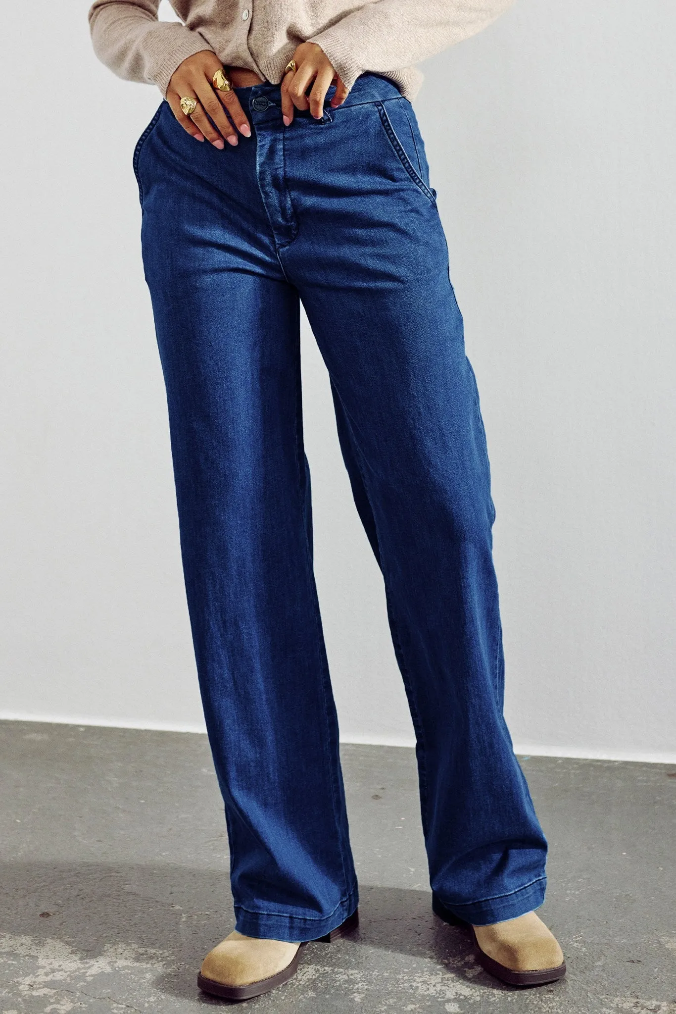 NUAMBER PANTS X LONG MID BLUE - Medium Blue Denim