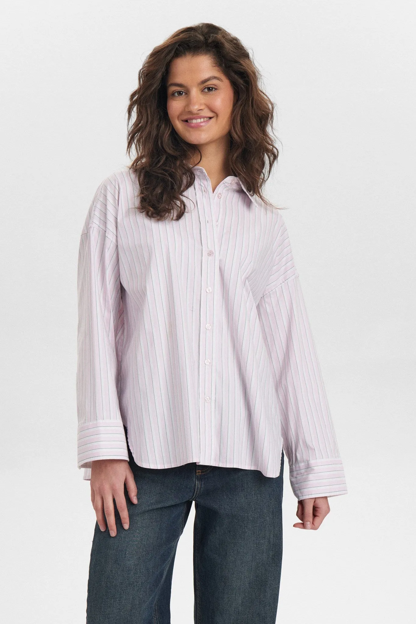 NUELOISE STRIPE SHIRT - Pink Lady