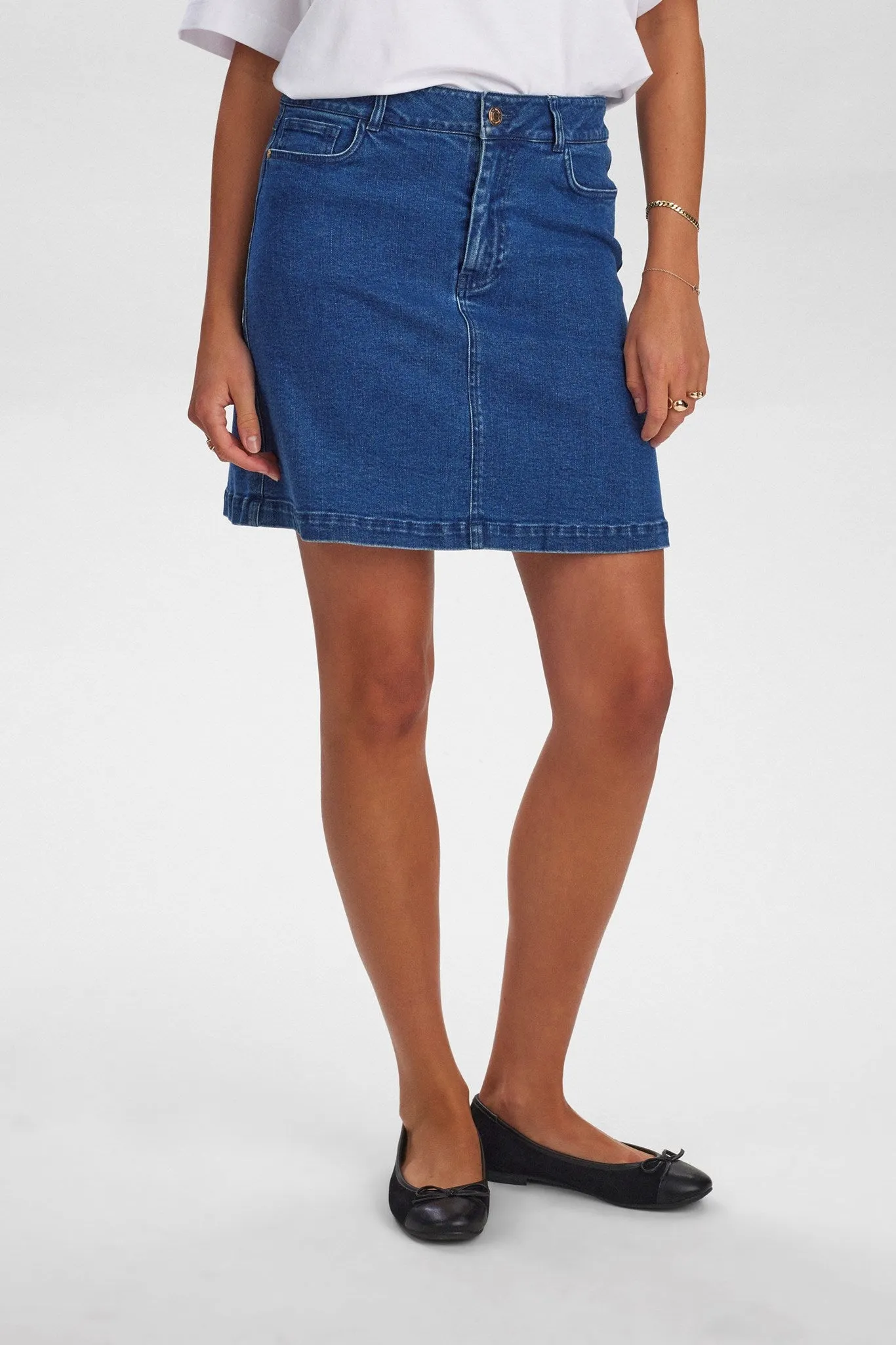 NULULU DENIM SKIRT - Medium Blue Denim