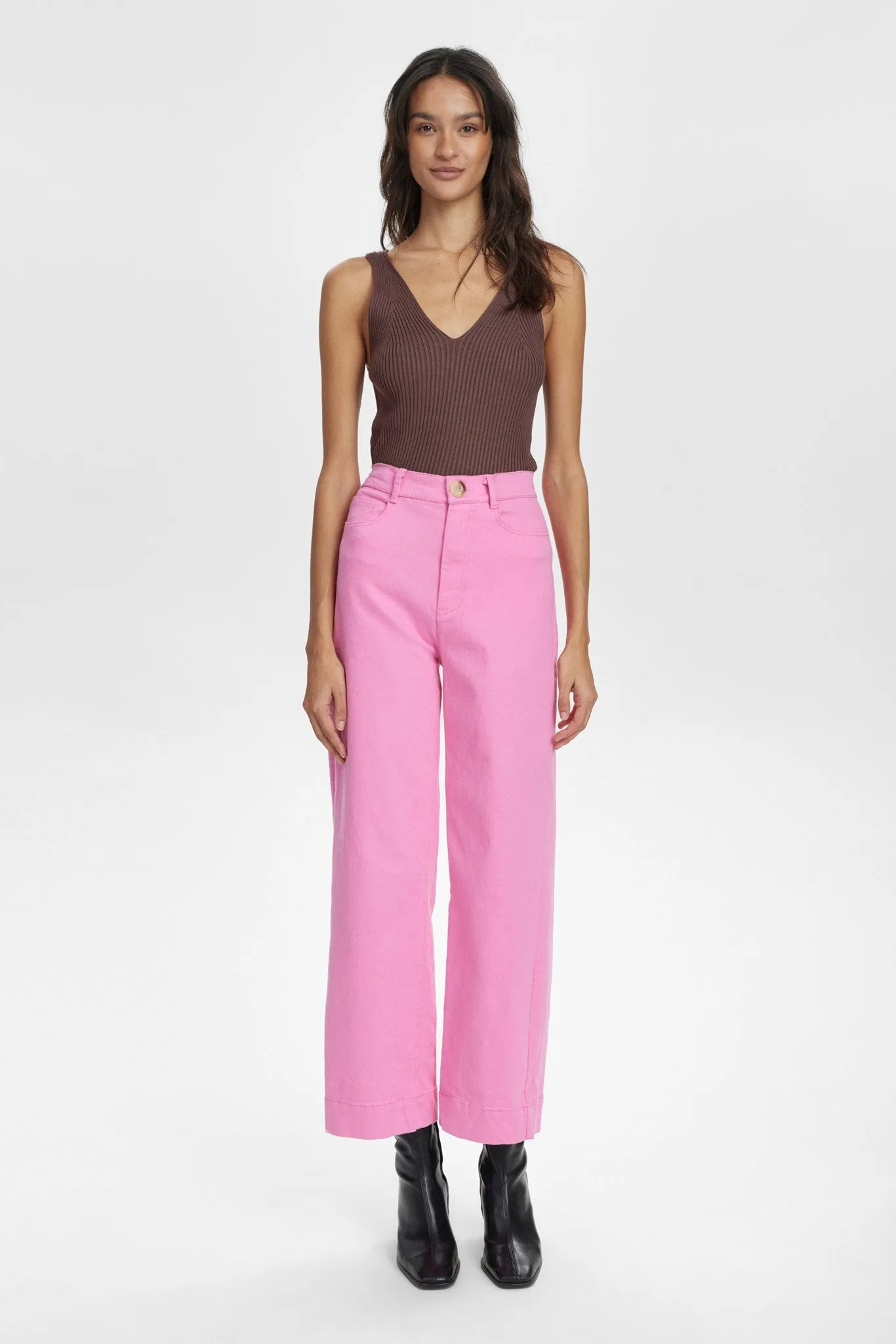 NULULU PANTS CROPPED - Pink Cosmos