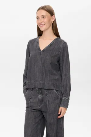 NUSEOUL BLOUSE - Medium Grey Denim NUSEOUL BLOUSE - Medium Grey Denim