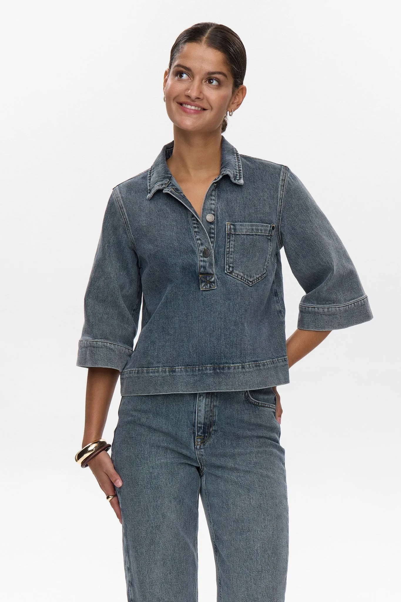 NUTORONTO SHIRT - Med. Blue Washed Denim