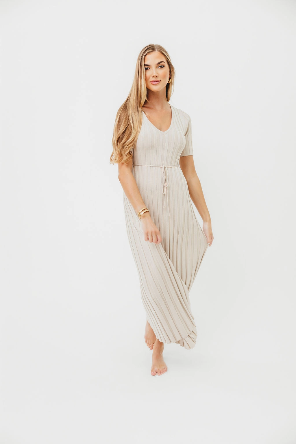 Oakley Ribbed Maxi Dress in Dusty Taupe - Bump Friendly *Final-Sale*
