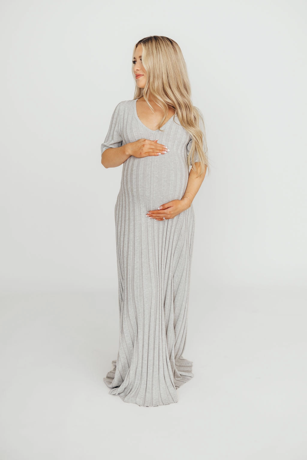 Oakley Ribbed Maxi Dress in Heather Grey -Bump Friendly *Final-Sale*