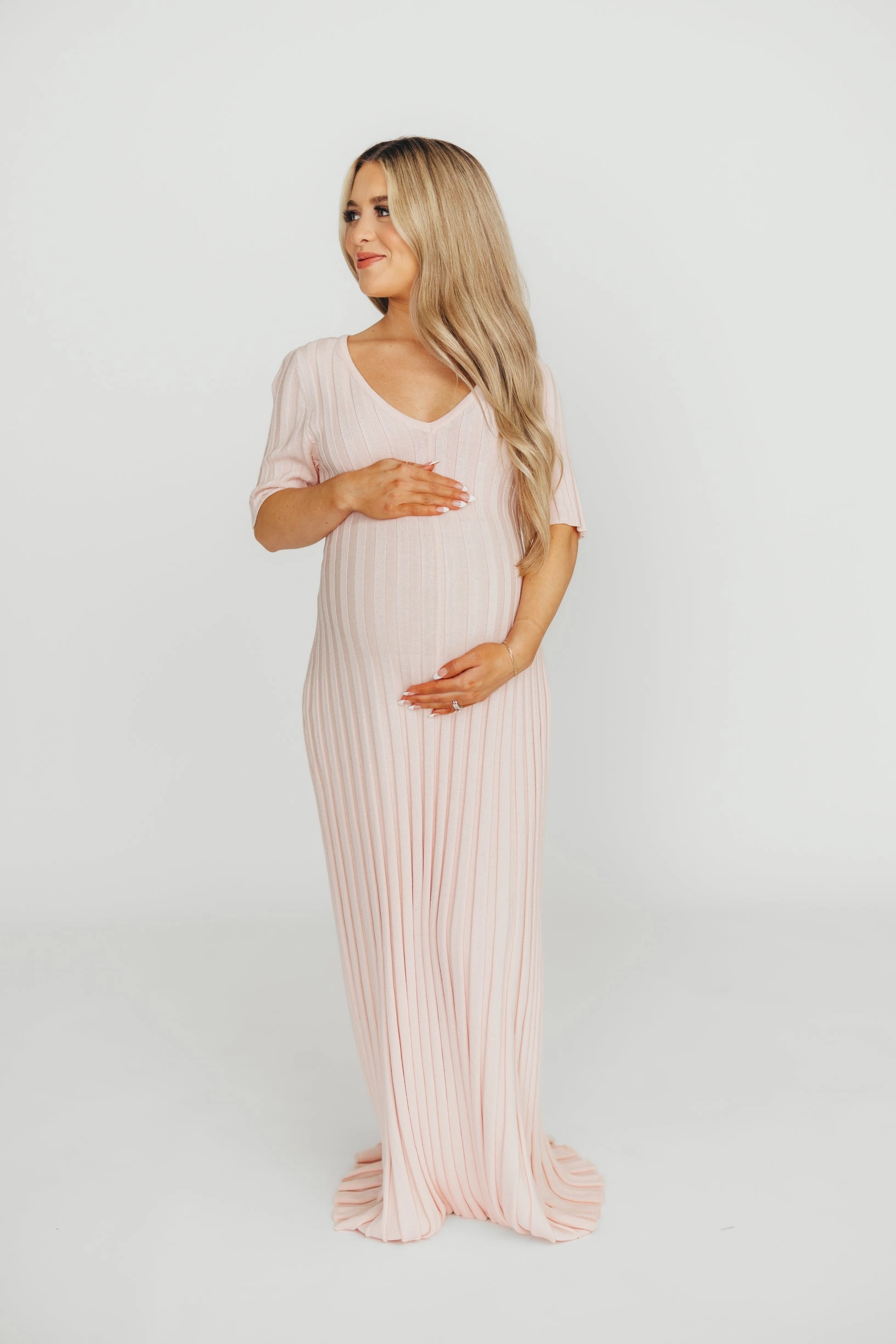 Oakley Ribbed Maxi Dress in Light Pink - Bump Friendly *Final-Sale*