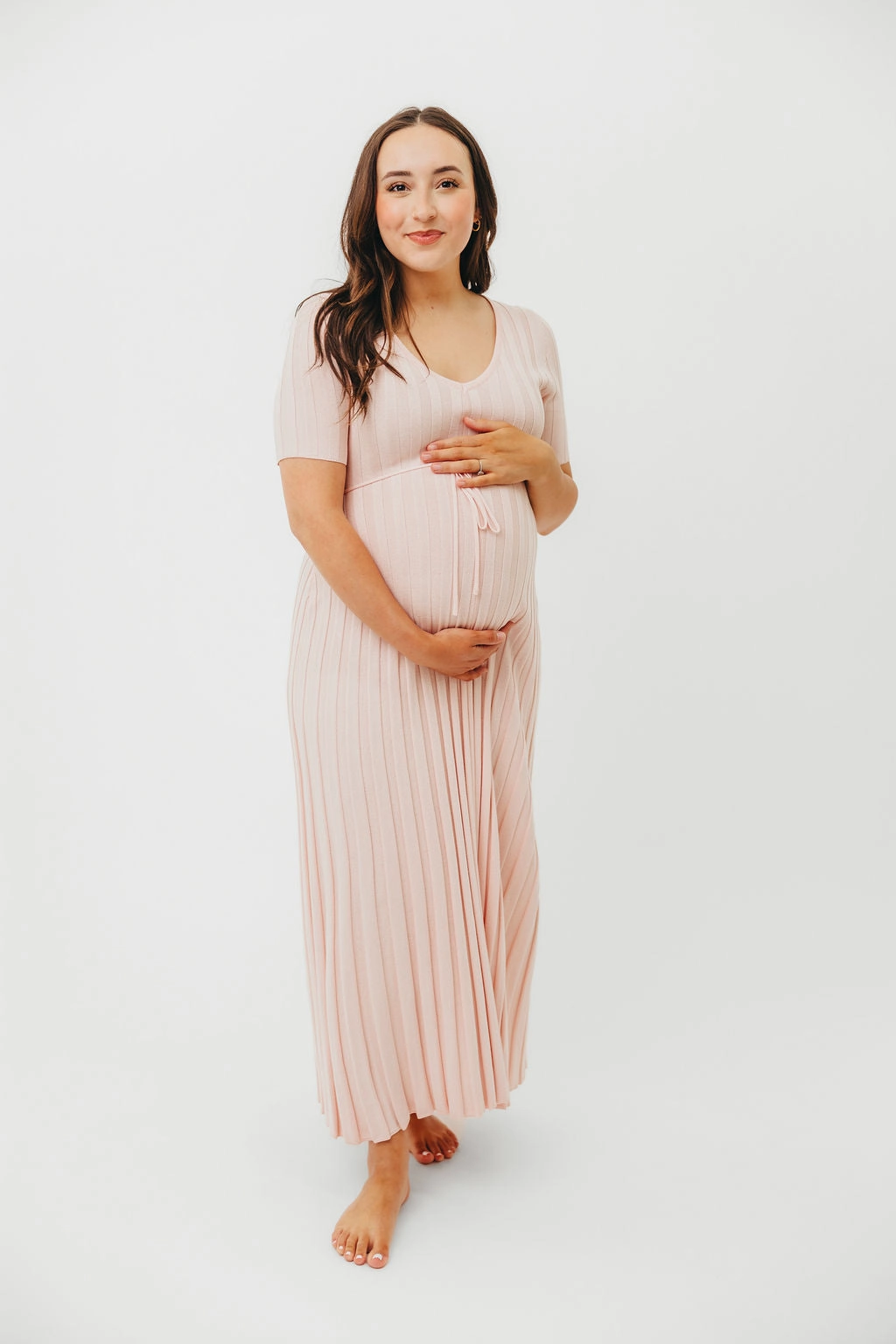 Oakley Ribbed Maxi Dress in Light Pink - Bump Friendly *Final-Sale*