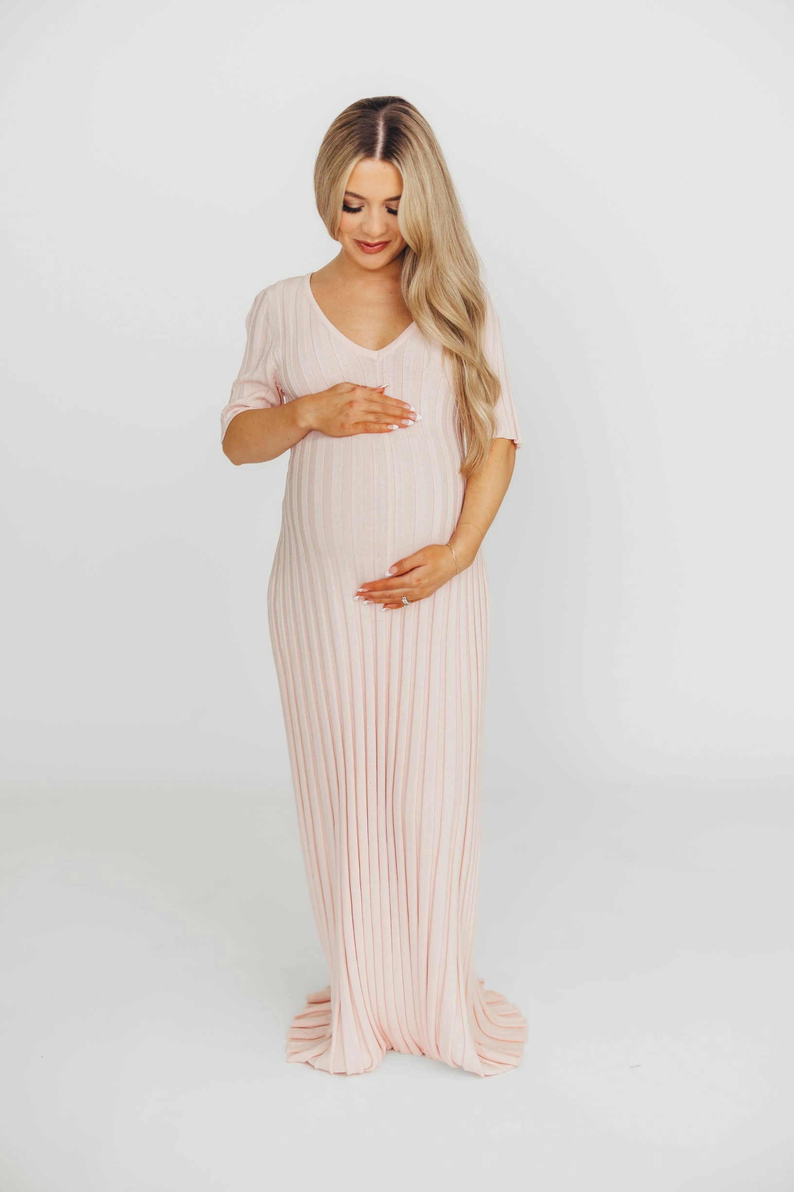 Oakley Ribbed Maxi Dress in Light Pink - Bump Friendly *Final-Sale*
