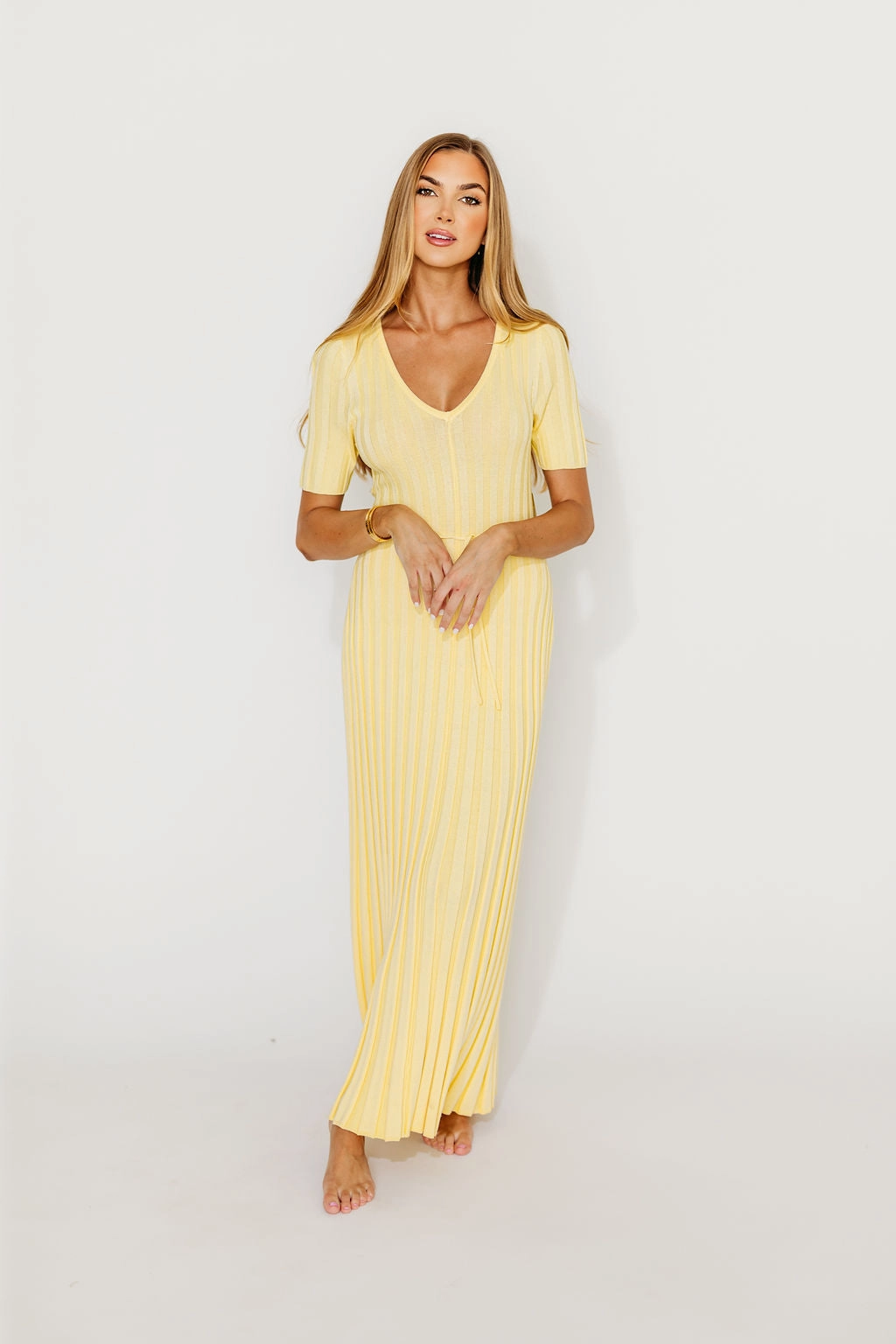 Oakley Ribbed Maxi Dress in Light Yellow - Bump Friendly *Final-Sale*