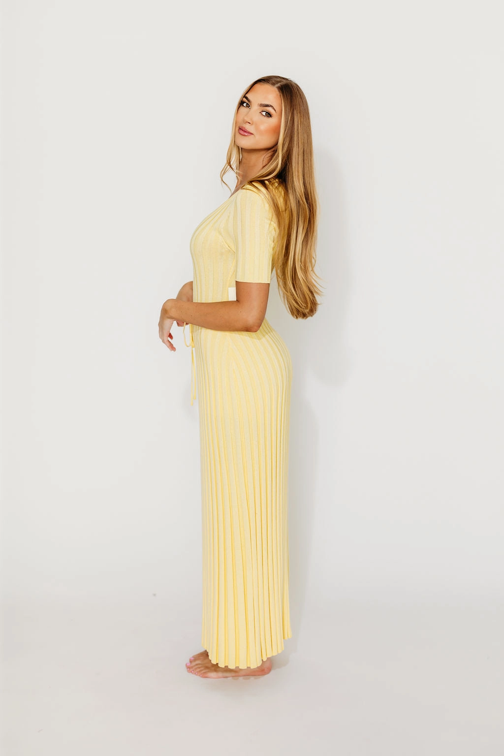 Oakley Ribbed Maxi Dress in Light Yellow - Bump Friendly *Final-Sale*