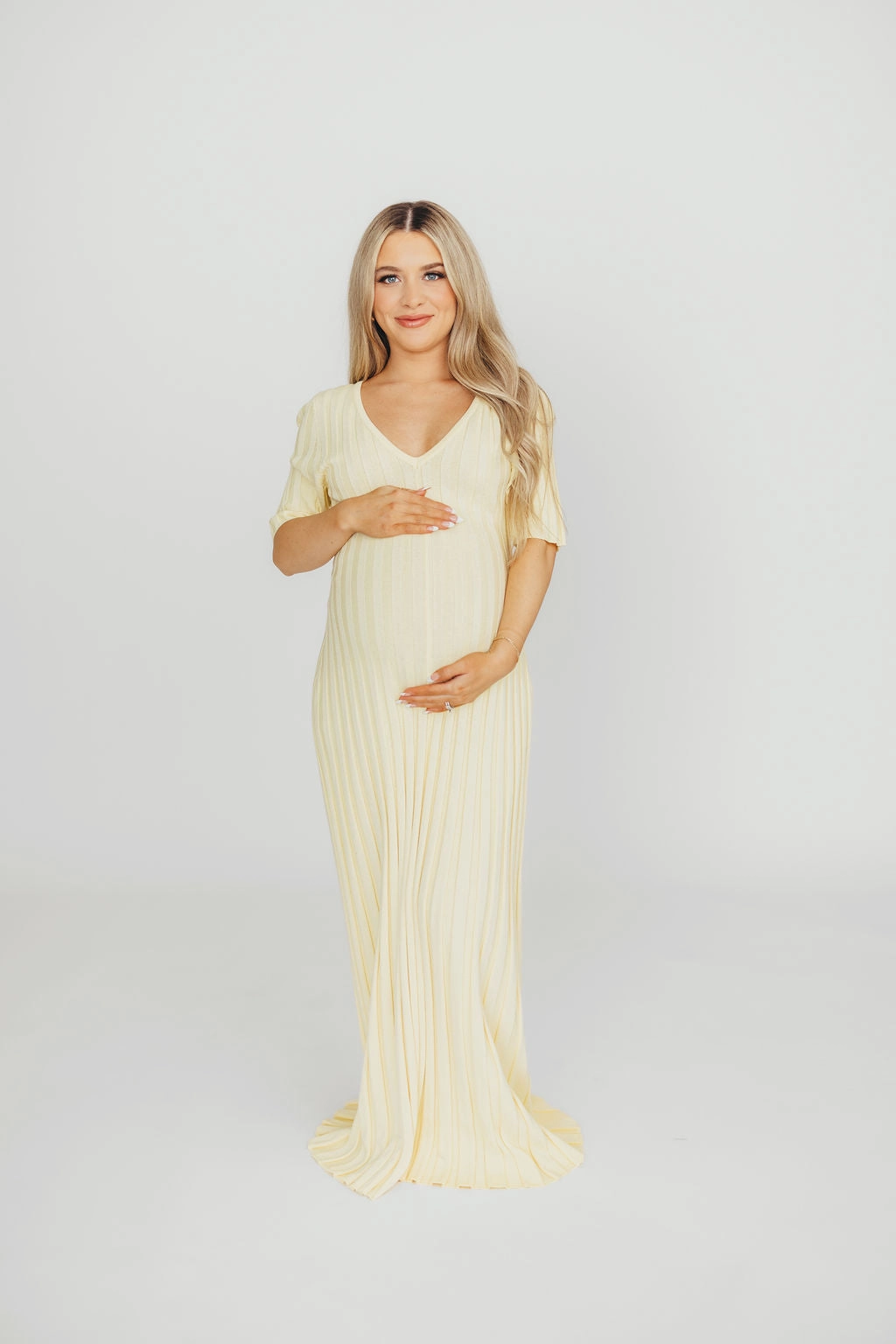 Oakley Ribbed Maxi Dress in Light Yellow - Bump Friendly *Final-Sale*