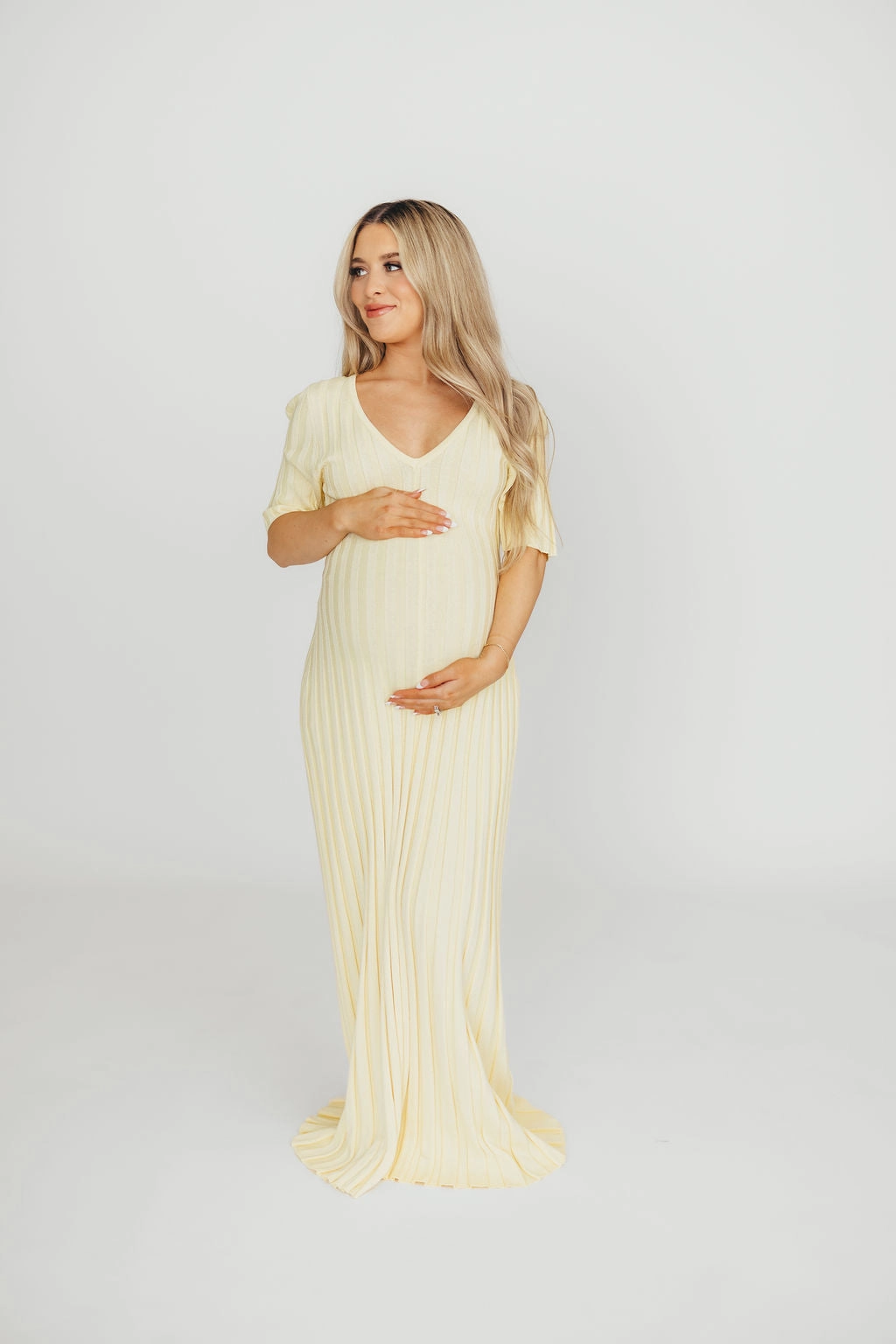 Oakley Ribbed Maxi Dress in Light Yellow - Bump Friendly *Final-Sale*