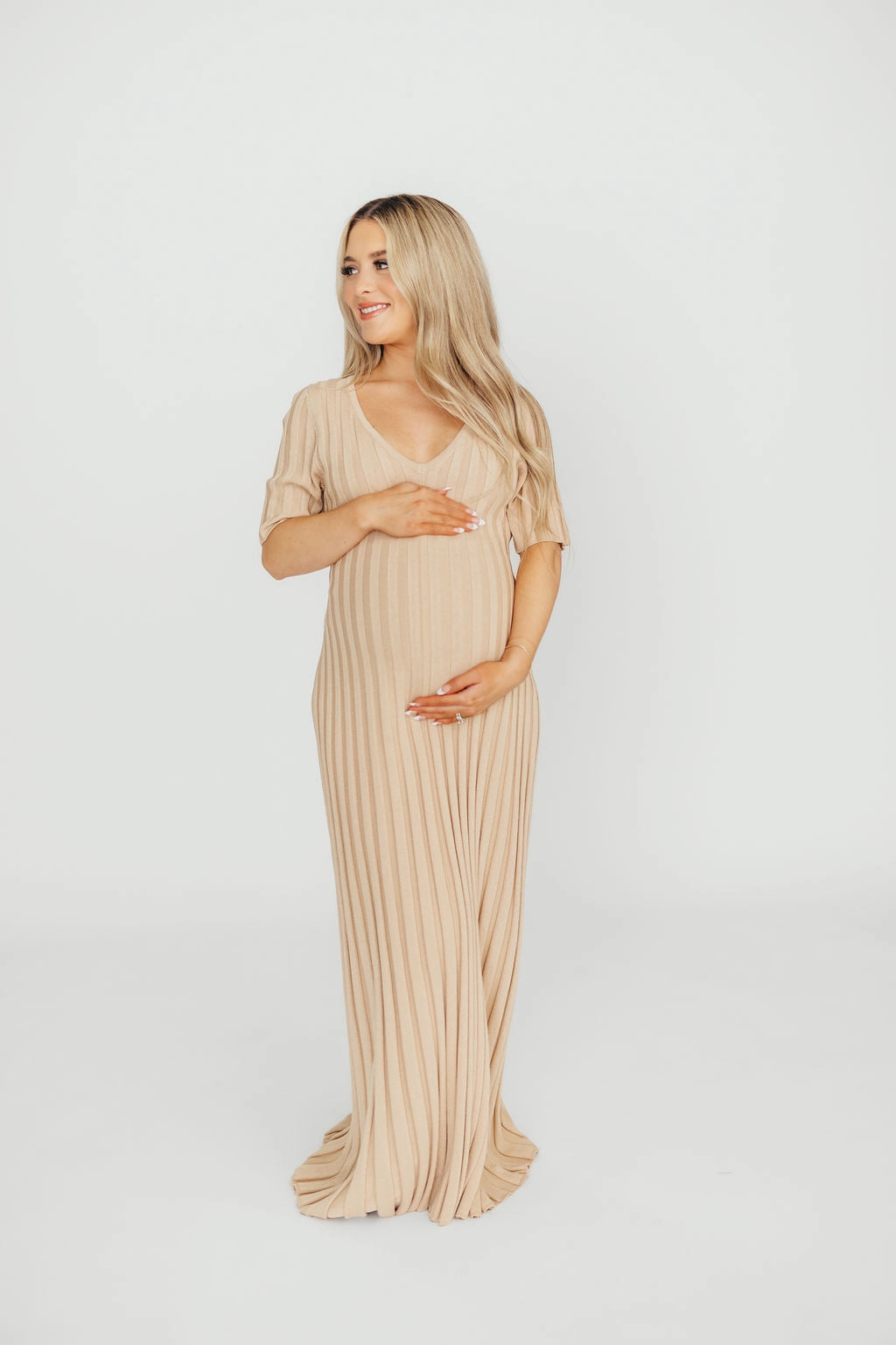Oakley Ribbed Maxi Dress in Taupe - Bump Friendly *Final-Sale*