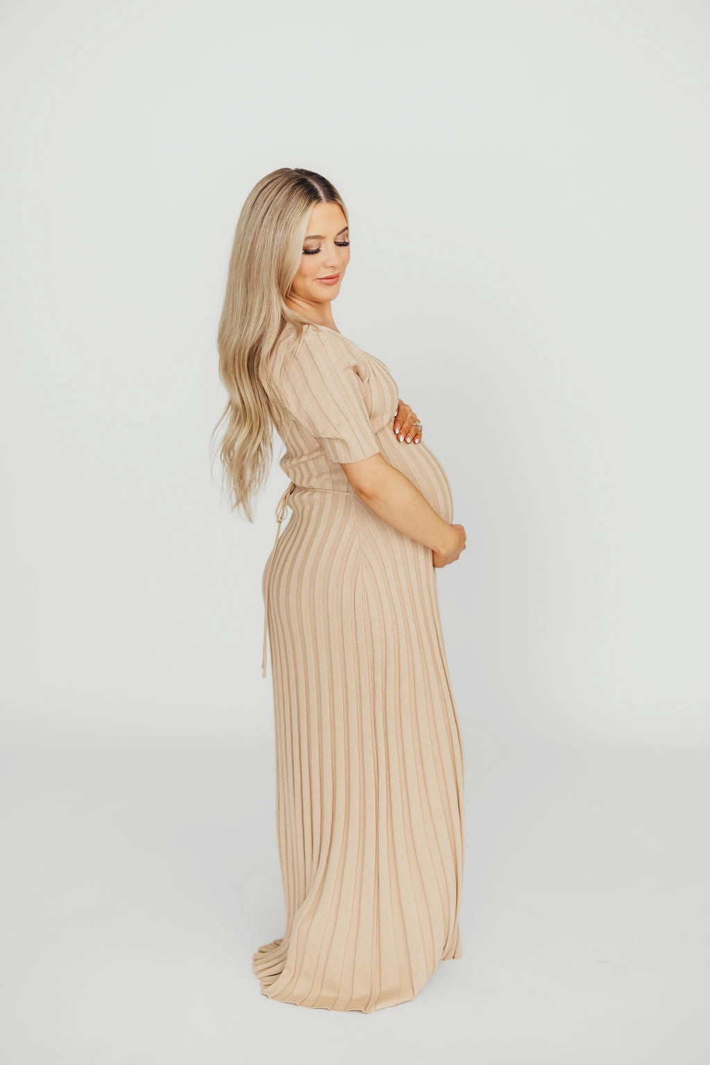 Oakley Ribbed Maxi Dress in Taupe - Bump Friendly *Final-Sale*
