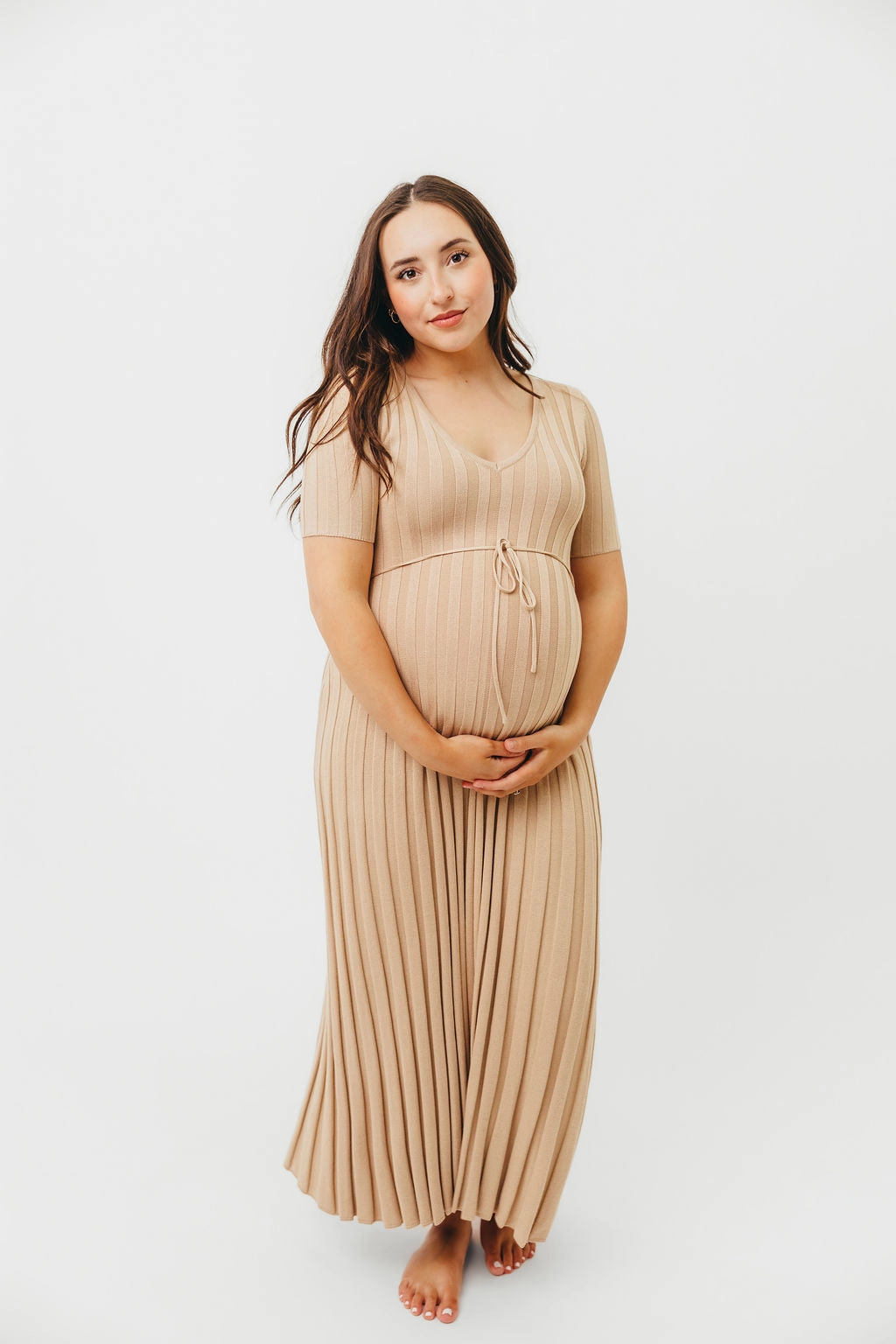 Oakley Ribbed Maxi Dress in Taupe - Bump Friendly *Final-Sale*