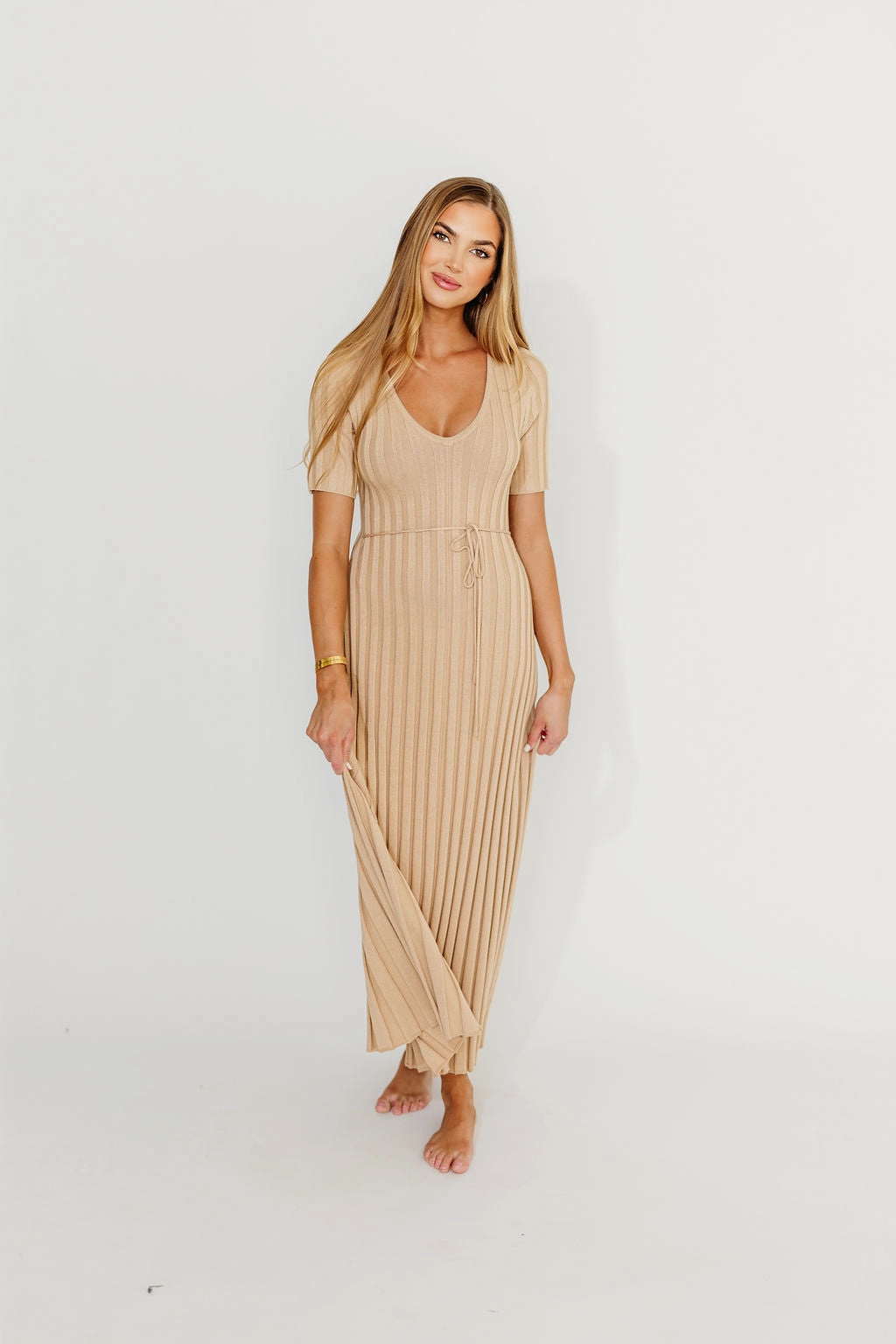 Oakley Ribbed Maxi Dress in Taupe - Bump Friendly *Final-Sale*