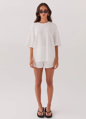 Ocean Waves Oversized Knit Tee - White Ocean Waves Oversized Knit Tee - White