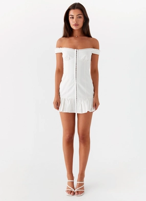 Odessa Frill Mini Dress - White Odessa Frill Mini Dress - White