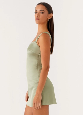Odette Satin Mini Dress - Sage Odette Satin Mini Dress - Sage