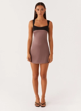 Odette Satin Mini Dress - Steel Me Away Odette Satin Mini Dress - Steel Me Away