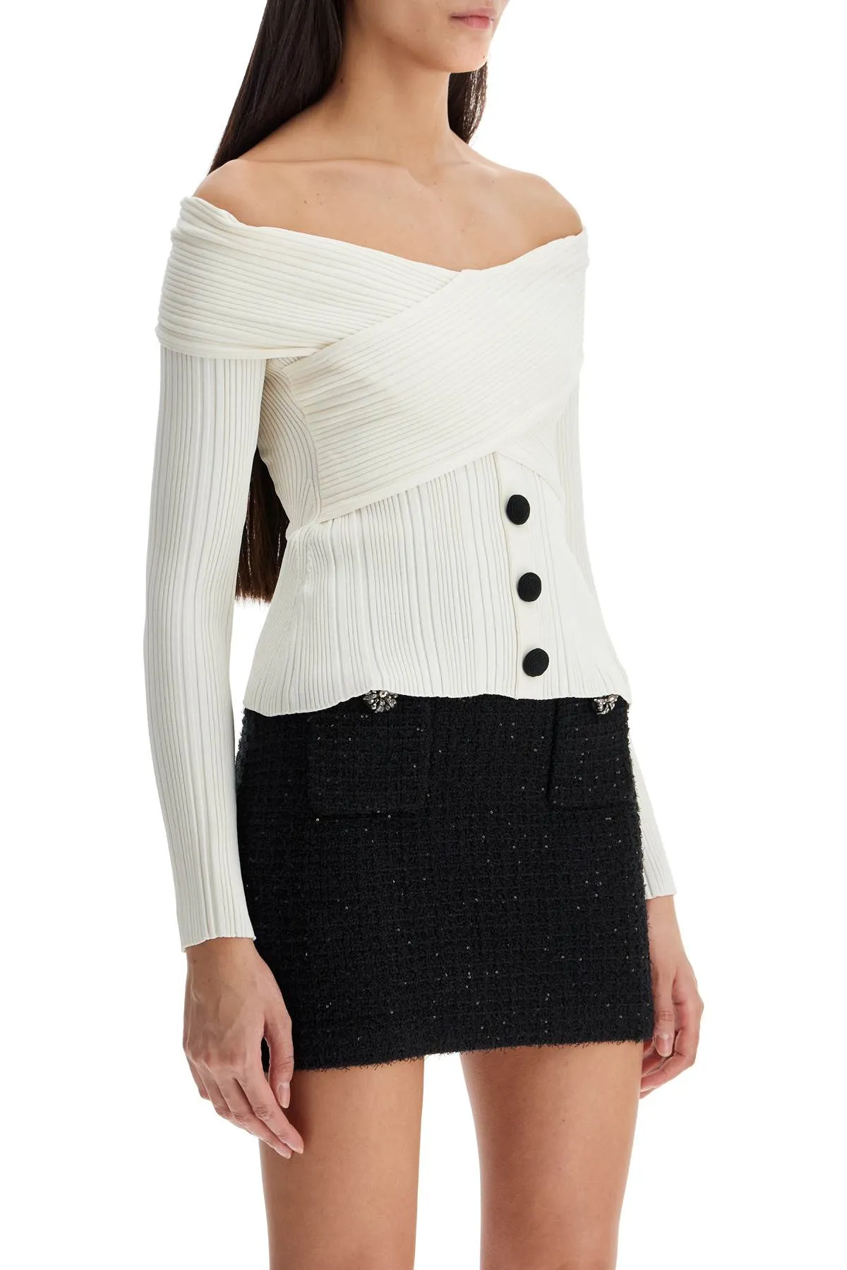 off-shoulder knit top SC24 001T C CREAM