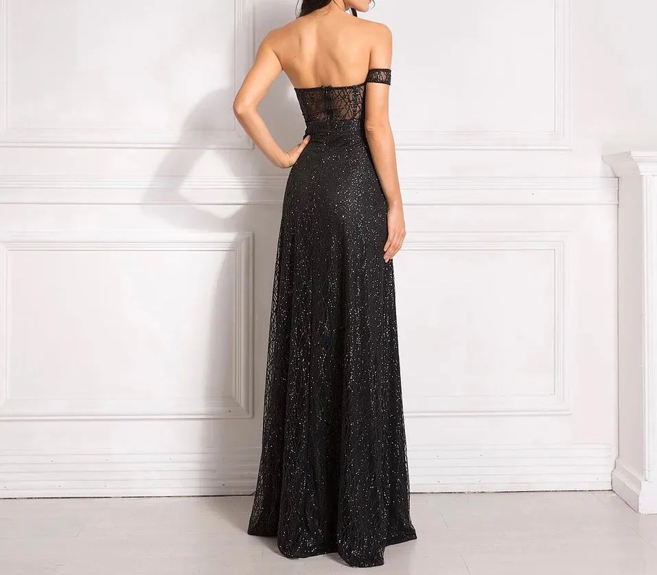 Off Shoulder Sparkle Long Dress