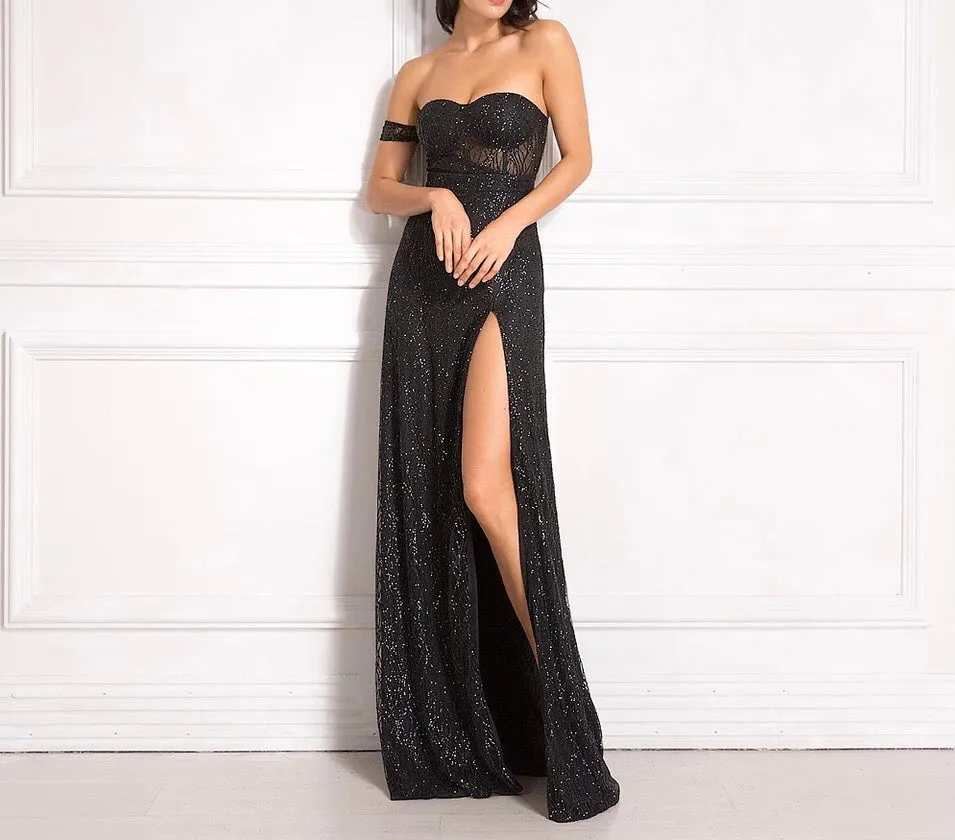 Off Shoulder Sparkle Long Dress