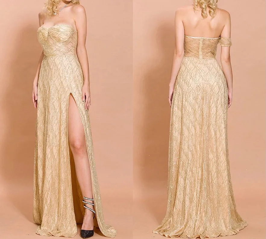Off Shoulder Sparkle Long Dress