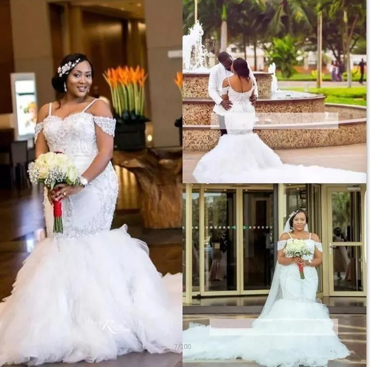 Off the Shoulder Mermaid Wedding Dresses Bridal Gowns with Appliques Beads