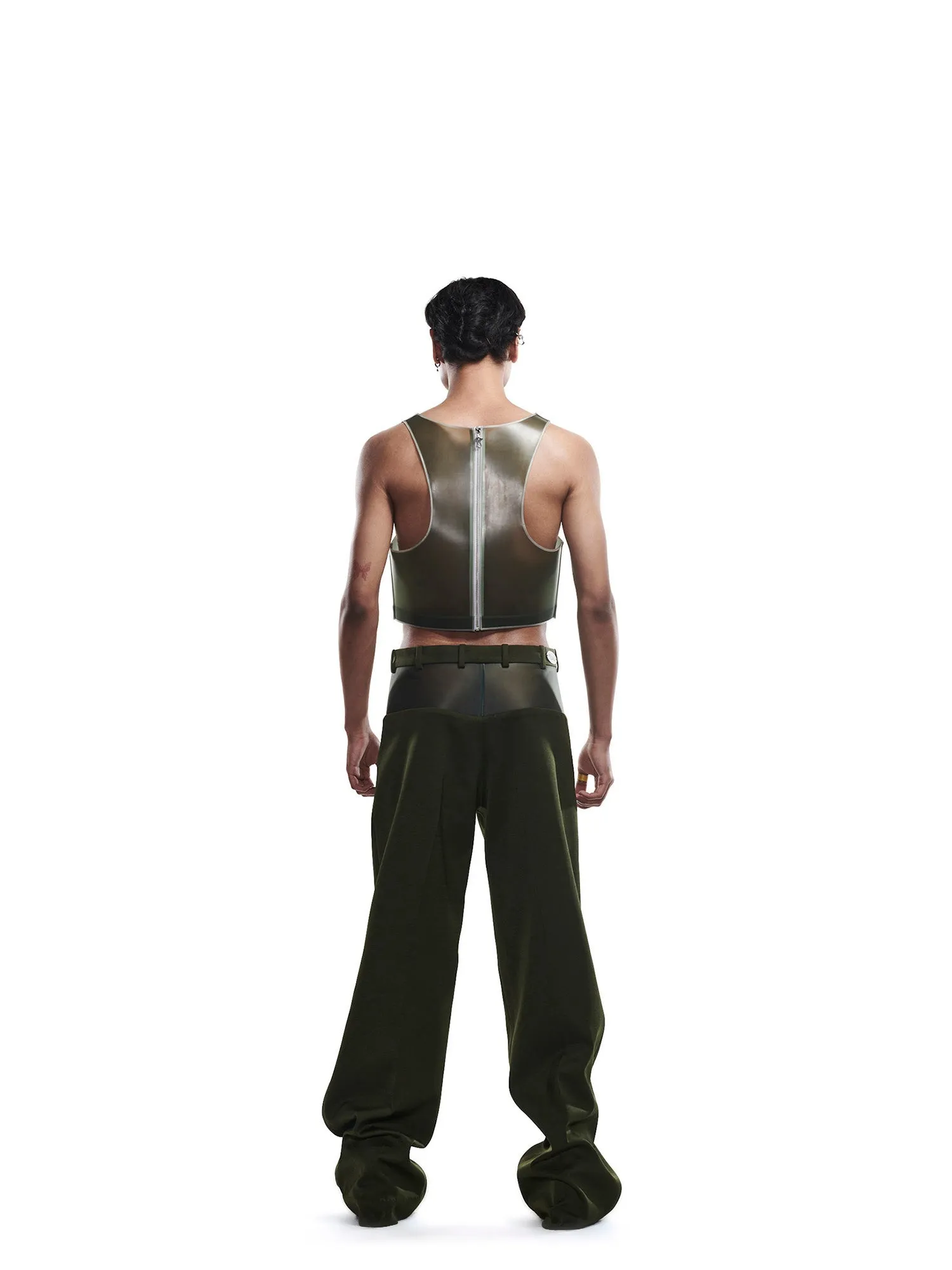 Olive dutch satin rubber pants