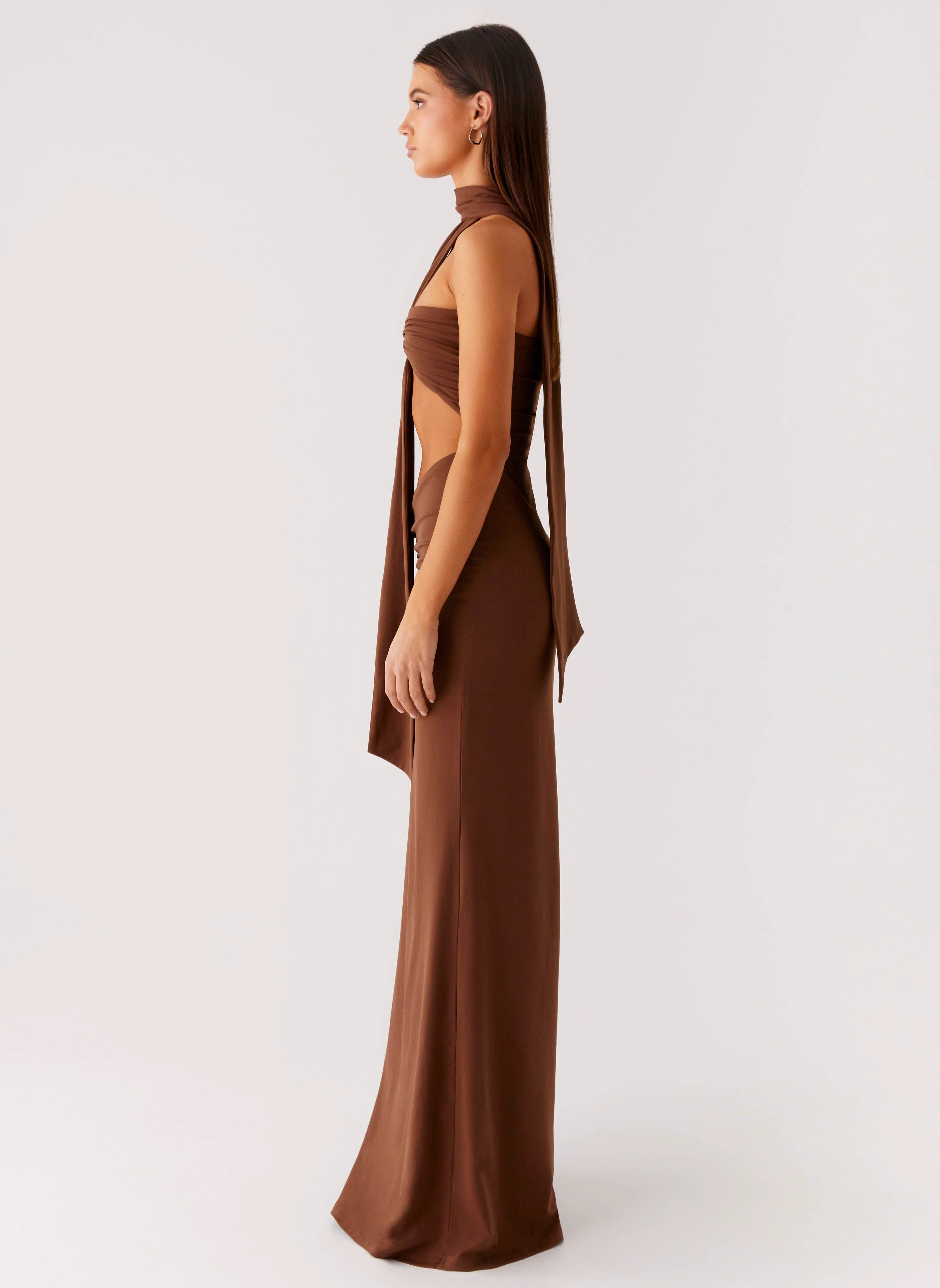Olive Bloom Maxi Dress - Chocolate