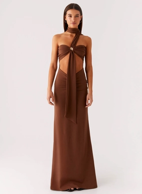 Olive Bloom Maxi Dress - Chocolate Olive Bloom Maxi Dress - Chocolate