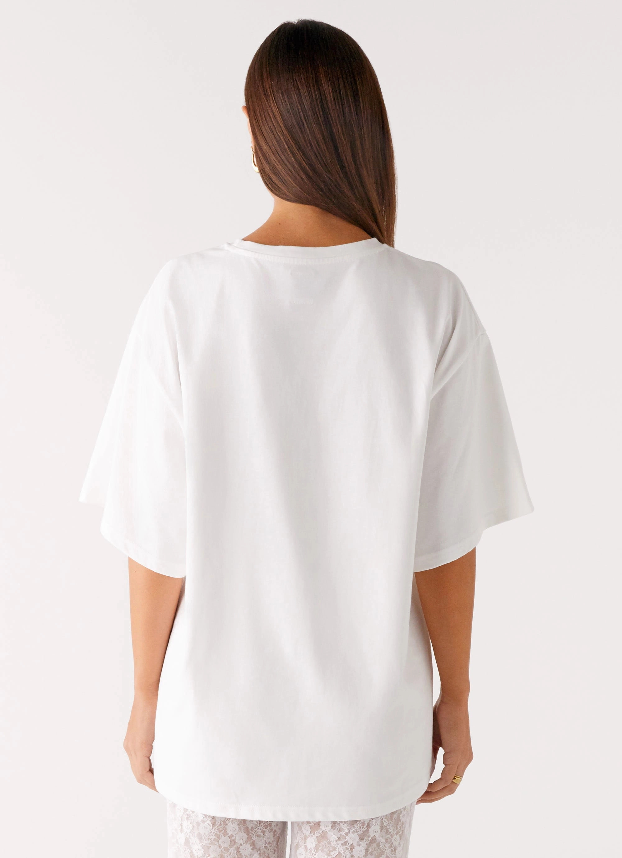 Olive Oversized Tee - White