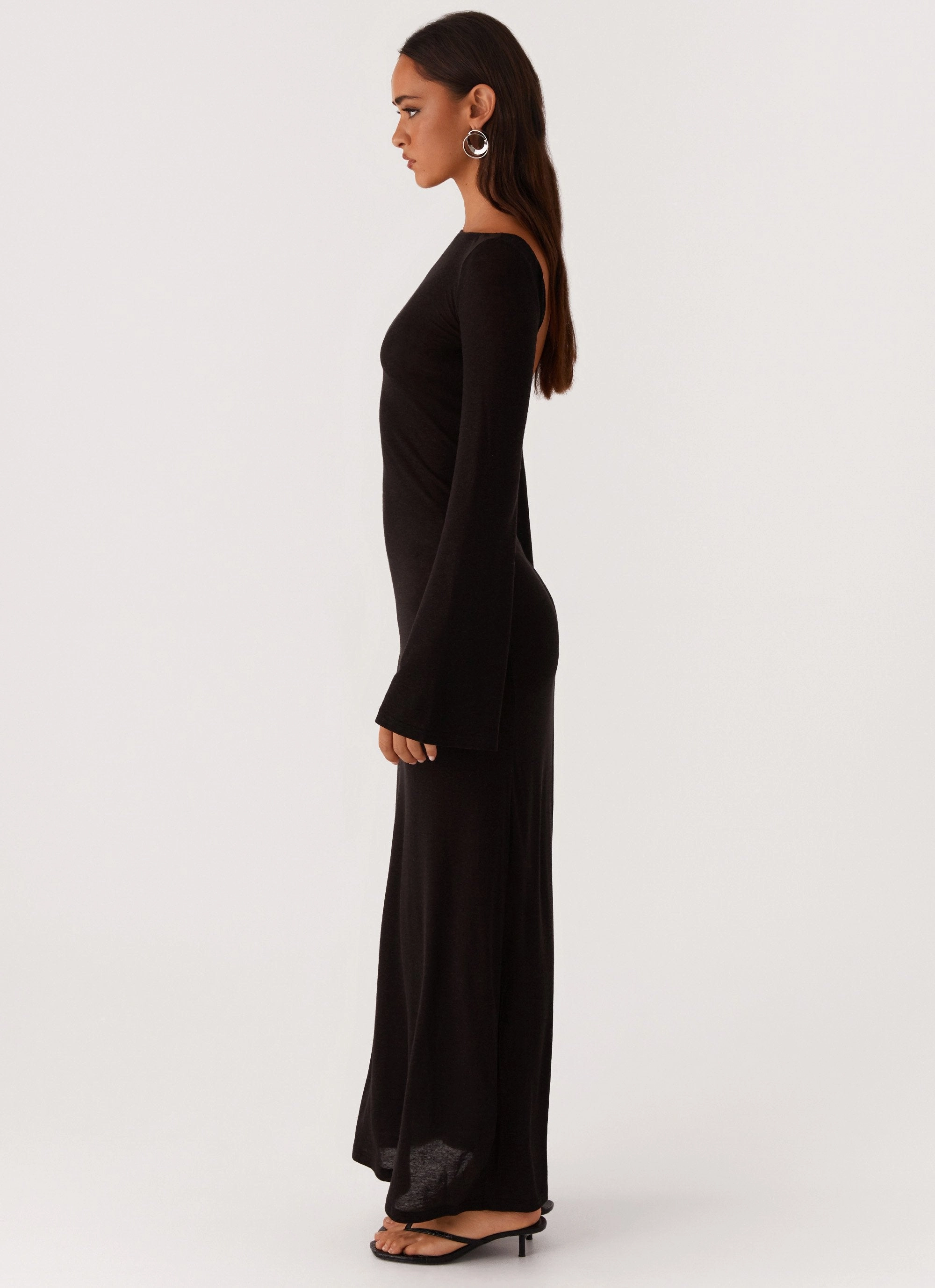 Olivia Long Sleeve Maxi Dress - Black