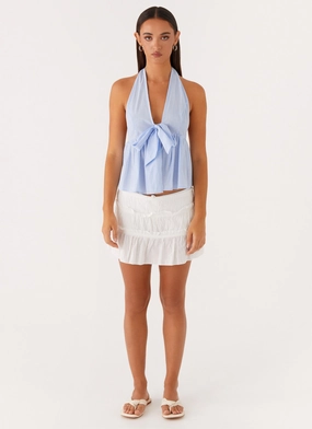 On Repeat Halter Top - Blue Stripe On Repeat Halter Top - Blue Stripe