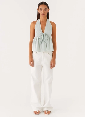 On Repeat Halter Top - Green Stripe On Repeat Halter Top - Green Stripe