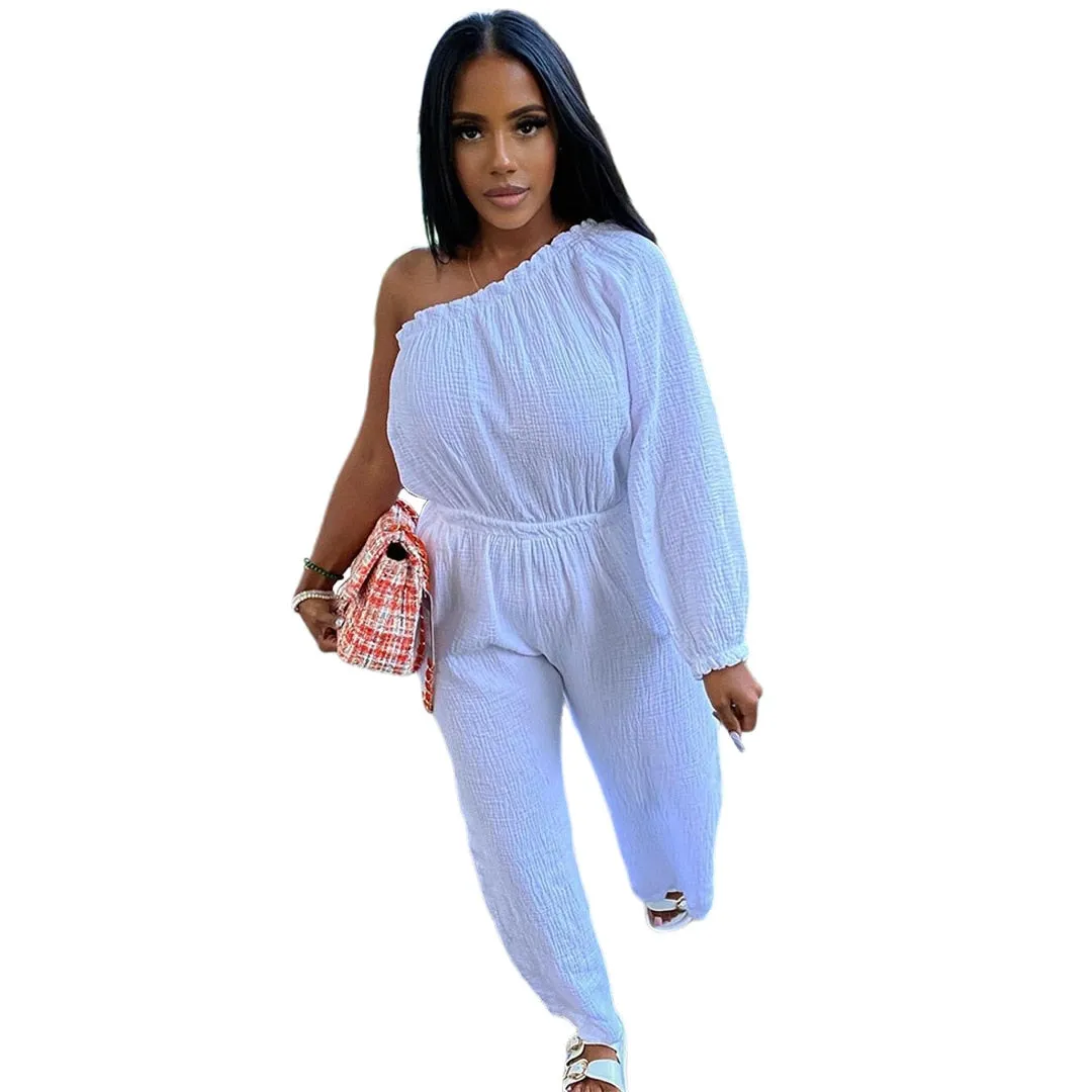 One Piece  Long Sleeve  White Classy Jumpsuit
