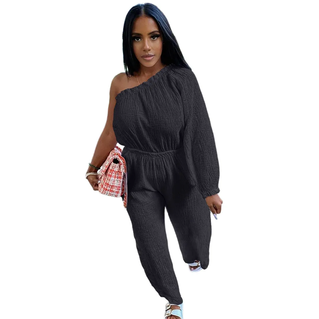 One Piece  Long Sleeve  White Classy Jumpsuit