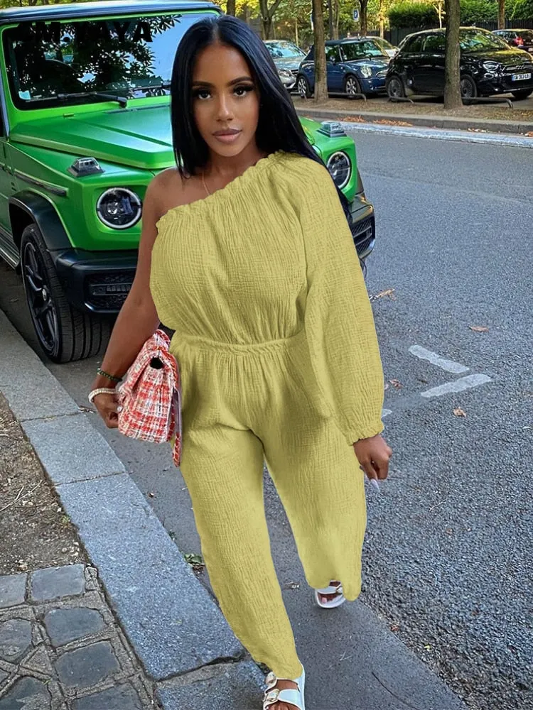 One Piece  Long Sleeve  White Classy Jumpsuit