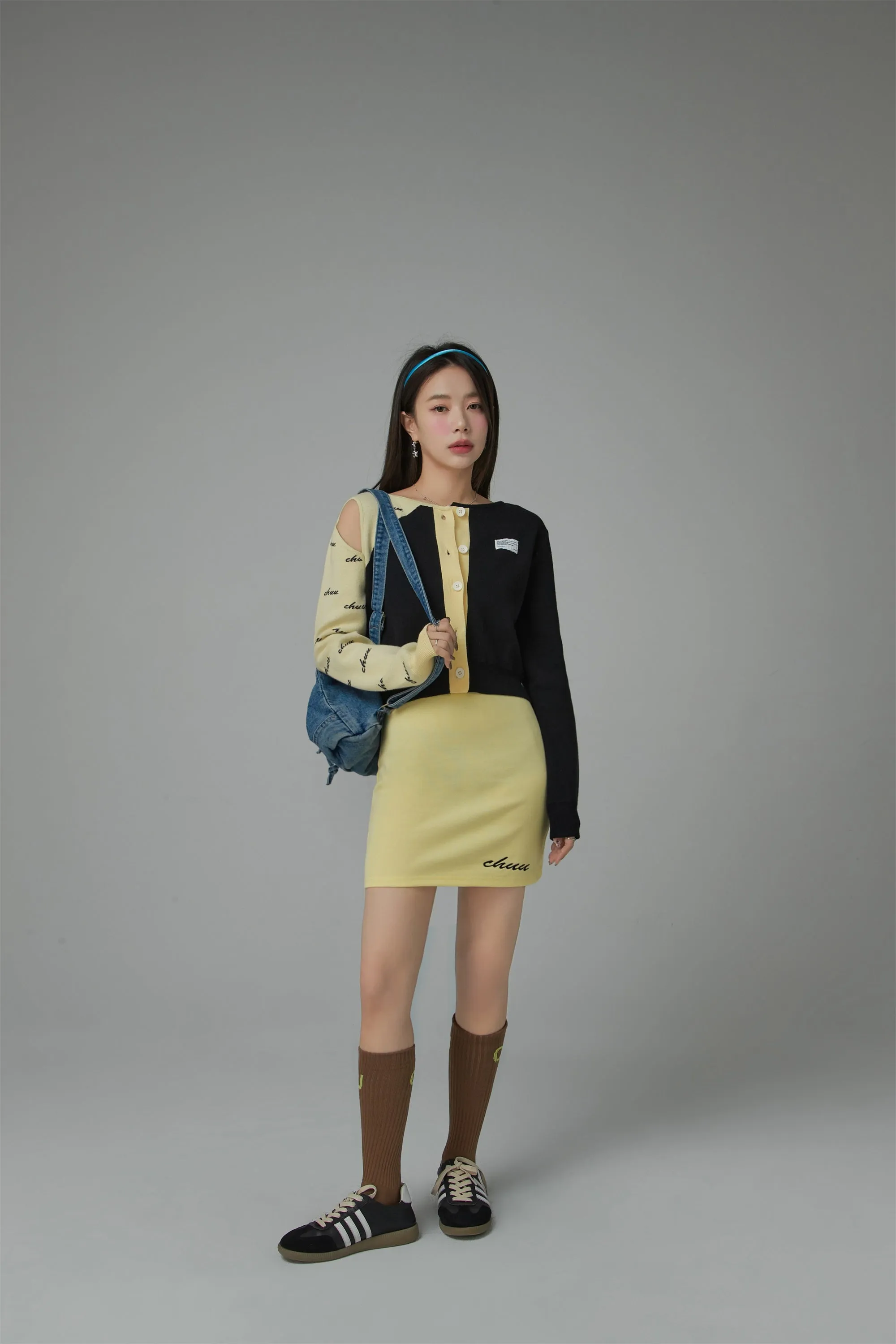 One-Shoulder Cutout Knit Cardigan