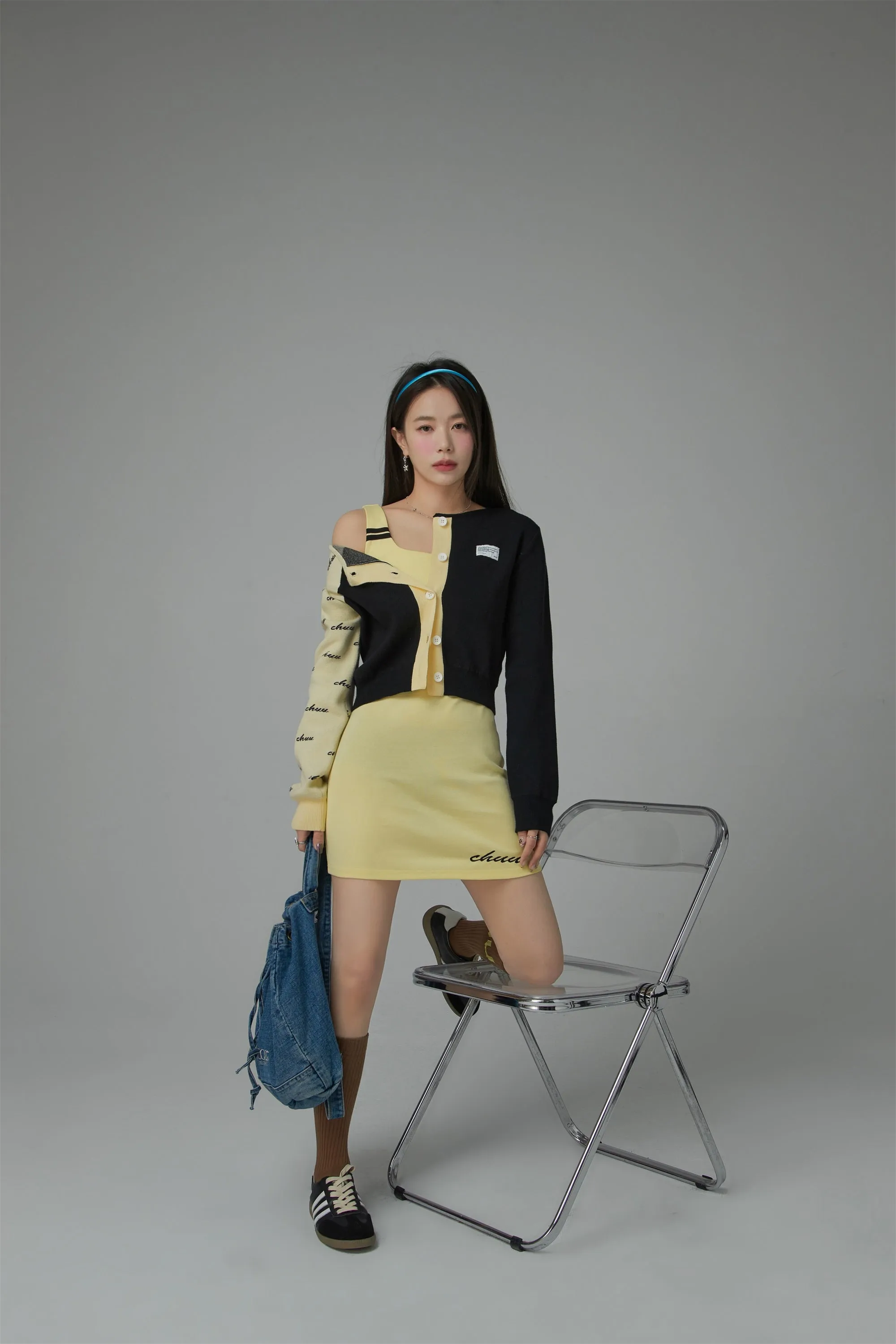 One-Shoulder Cutout Knit Cardigan