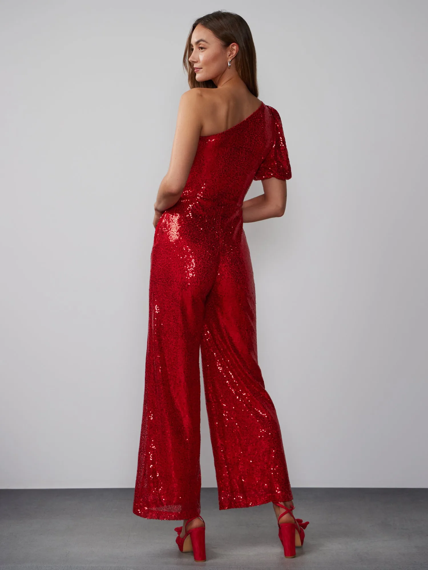 One-Shoulder Sequin Jumpsuit