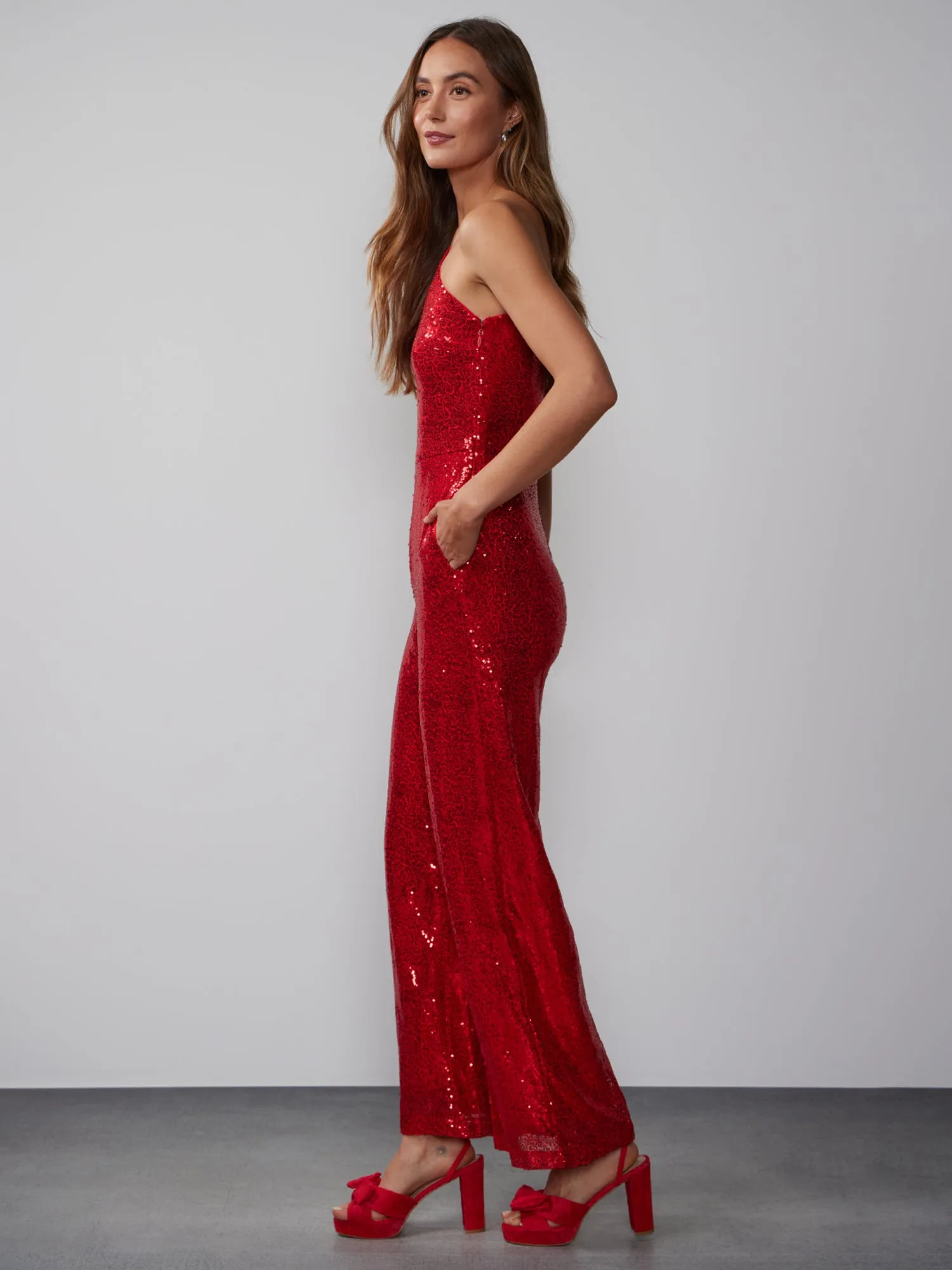 One-Shoulder Sequin Jumpsuit