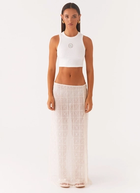 Opal Sequin Maxi Skirt - White Opal Sequin Maxi Skirt - White